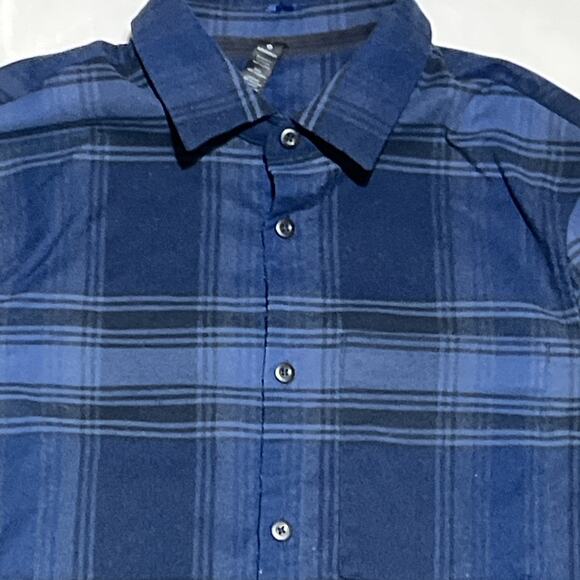 Lululemon Masons Peak Flannel Shirt Mens Small Plaid Blue Button Up Casual - Picture 3 of 14